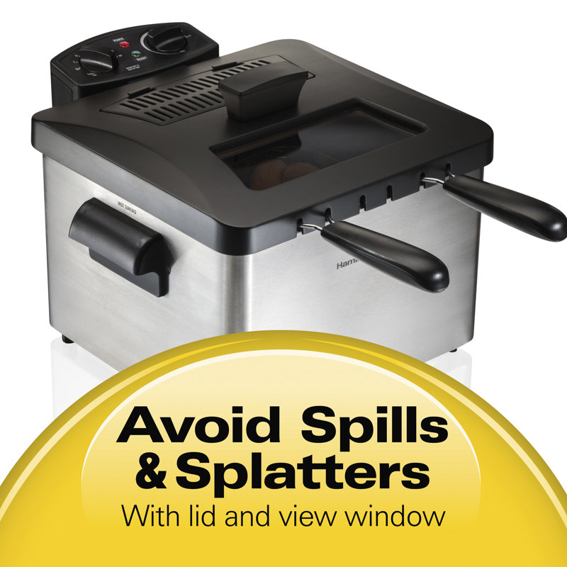 Hamilton Beach® Professional-Style Electric Deep Fryer with 12-Cup Food Capacity, Lid with View Window and Three Frying Baskets Hamilton Beach® Professional-Style Electric Deep Fryer with 12-Cup Food Capacity, Lid with View Window and Three Frying Baskets
